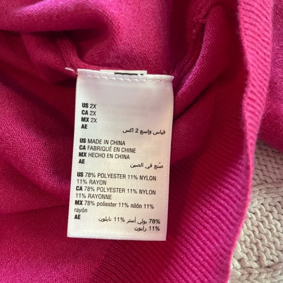 New! On 34th Fuchsia & Light Pink Lined Cardigan Sweater Crystal Buttons 2X - Picture 6 of 16